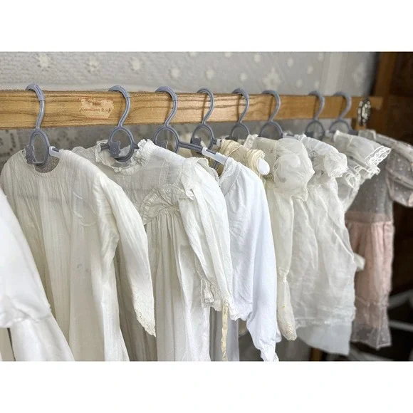 Vintage Lot 16 Baby Child or Large Doll Clothing Dress Gowns Embroidery Tatting - Picture 2 of 16